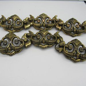 VINTAGE BRASS DRAWER PULLS.  SET OF 6.